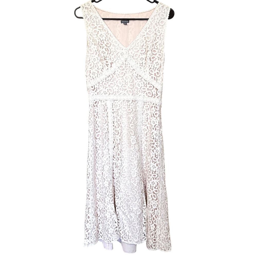 Ann Taylor Size 6 Light Pink White Lace Overlay Dress Bridal Shower Pastel